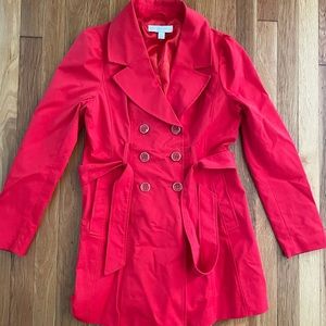 New York & Co. Red Trench Coat size Small
